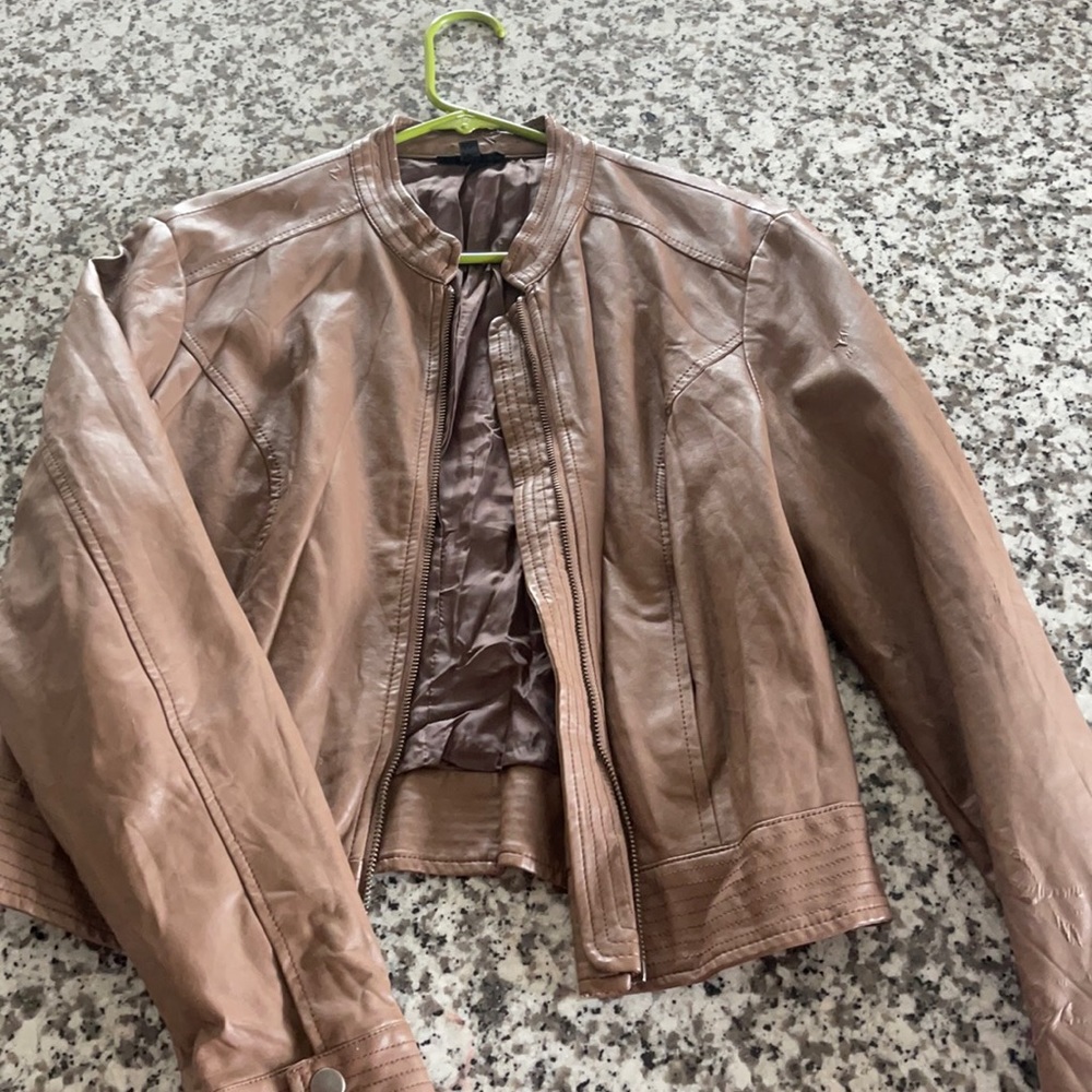 APT 9 brown leather jacket